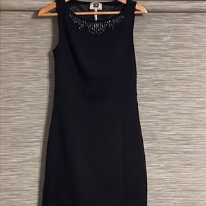 Laundry By Design Black Studded Neckline Sheath Cocktail Dress.